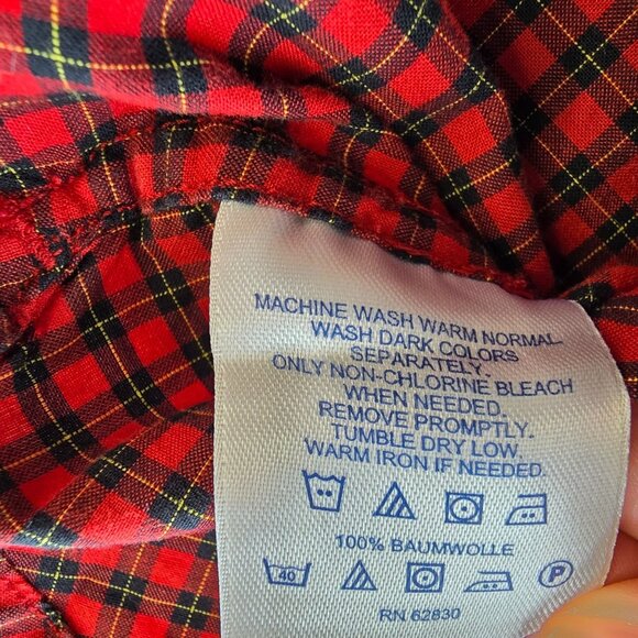 Lands End Mens Red Plaid Button-Down Shirt XL 100% Cotton Classic Fit - Picture 4 of 6
